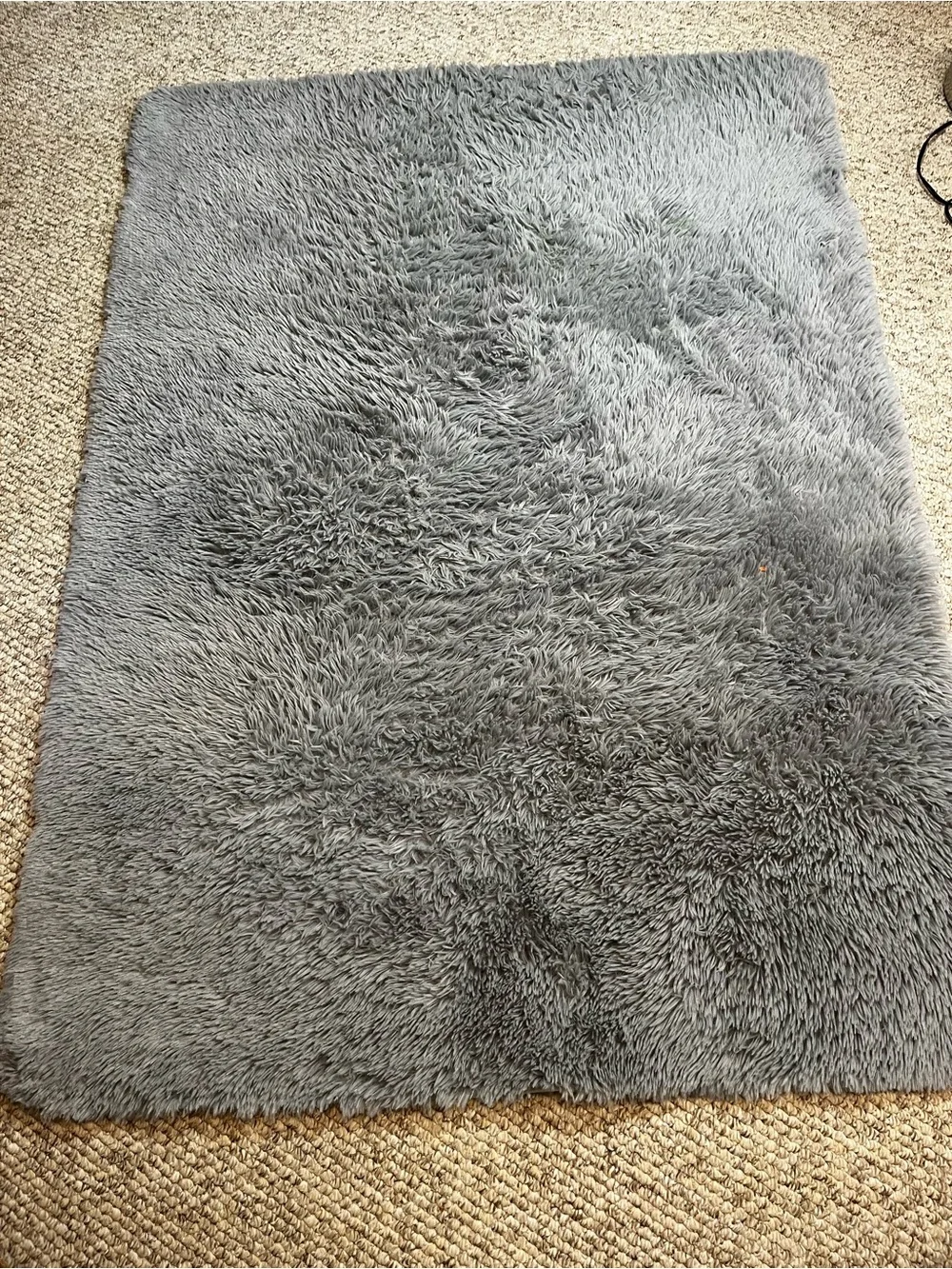 Fluffy Soft Grey Shag Area Rug (45” x 62”)